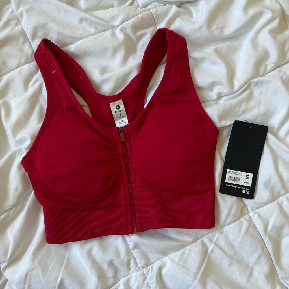 90 degrees workout athletic red sports bra